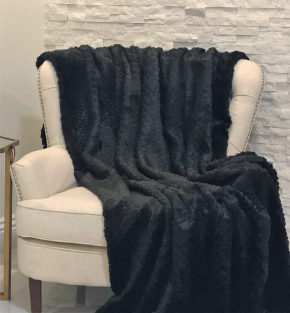 Plutus Black Mink Faux Fur Luxury Throw