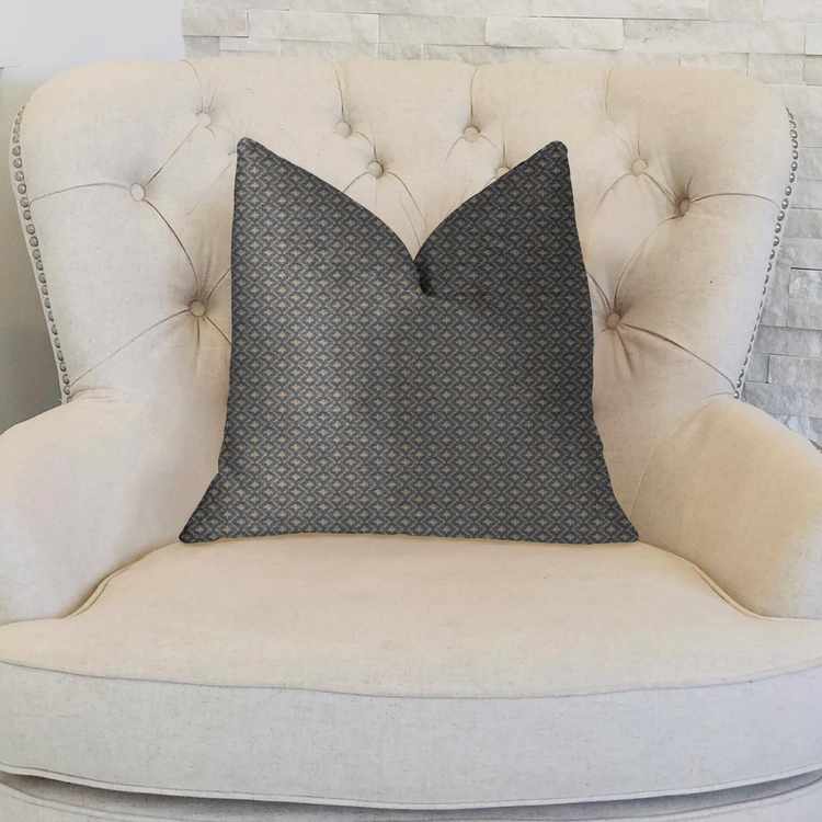 Plutus Cleopatra Blue and Gold Luxury Throw Pillow
