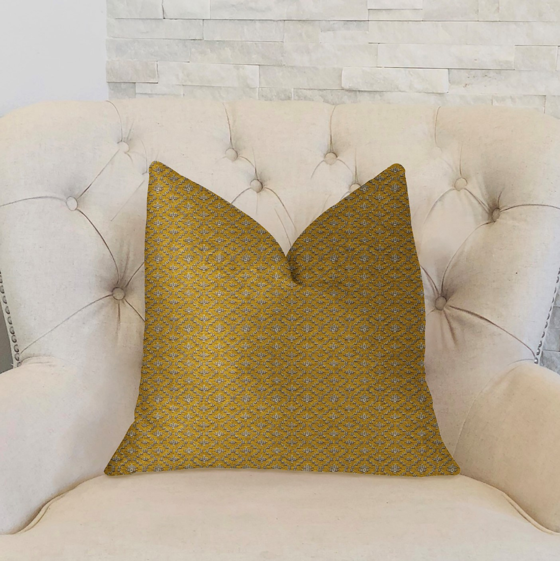 Plutus Golden Cleopatra Gold and Silver Luxury Throw Pillow