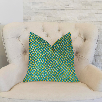 Plutus Sea Green Iota Turquoise Luxury Throw Pillow