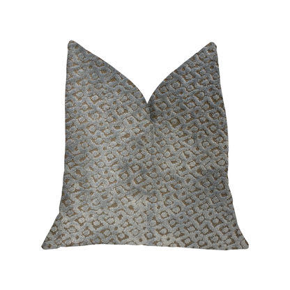 Plutus Metropolis Silver and Taupe Luxury Throw Pillow
