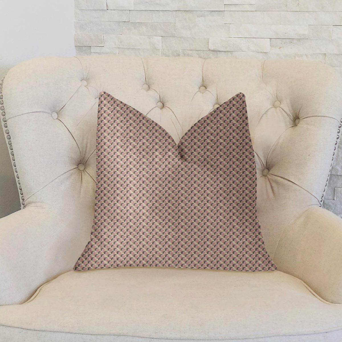 Plutus Ellie Pearl Pink and Ivory Luxury Throw Pillow