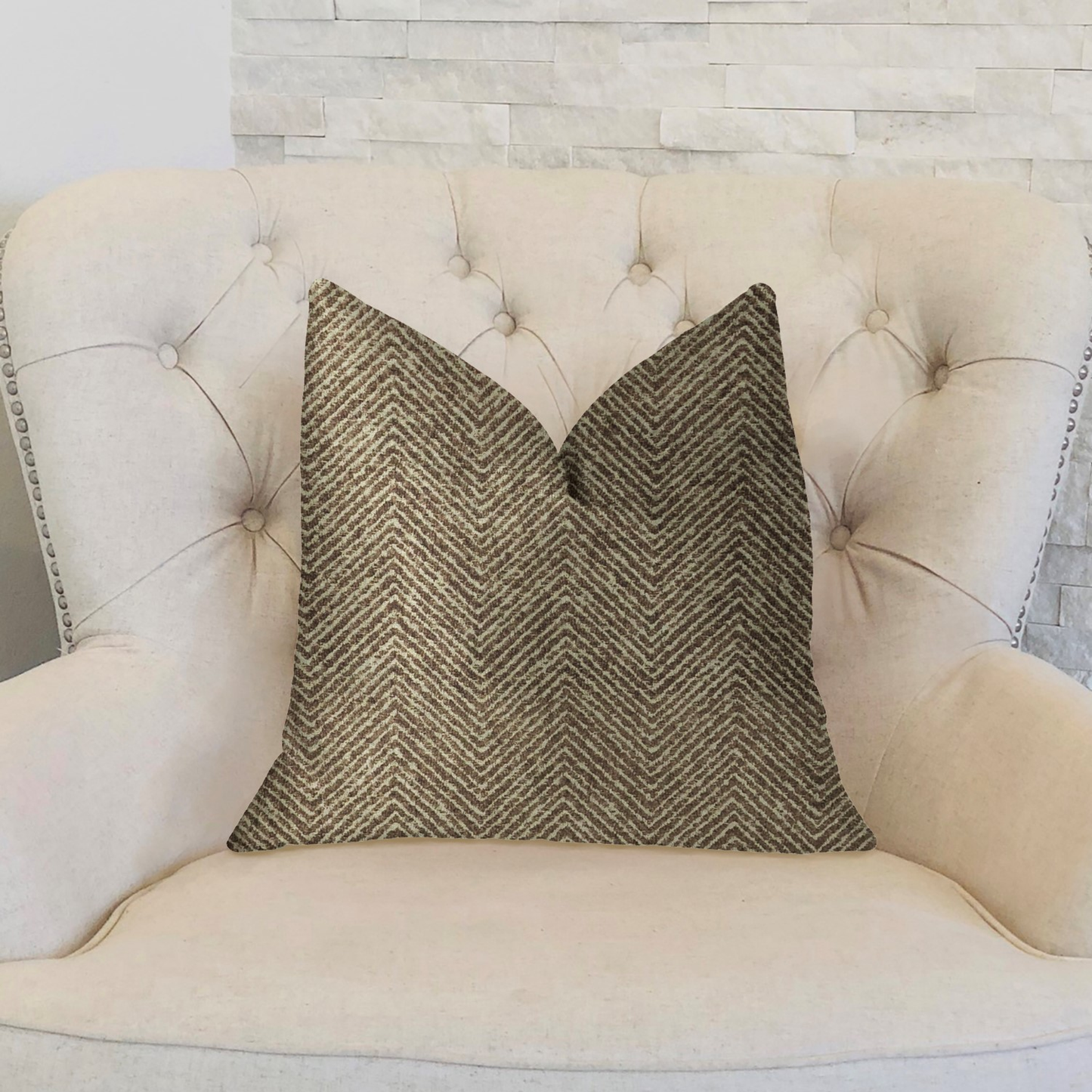 Plutus Hillside Brown Luxury Throw Pillow