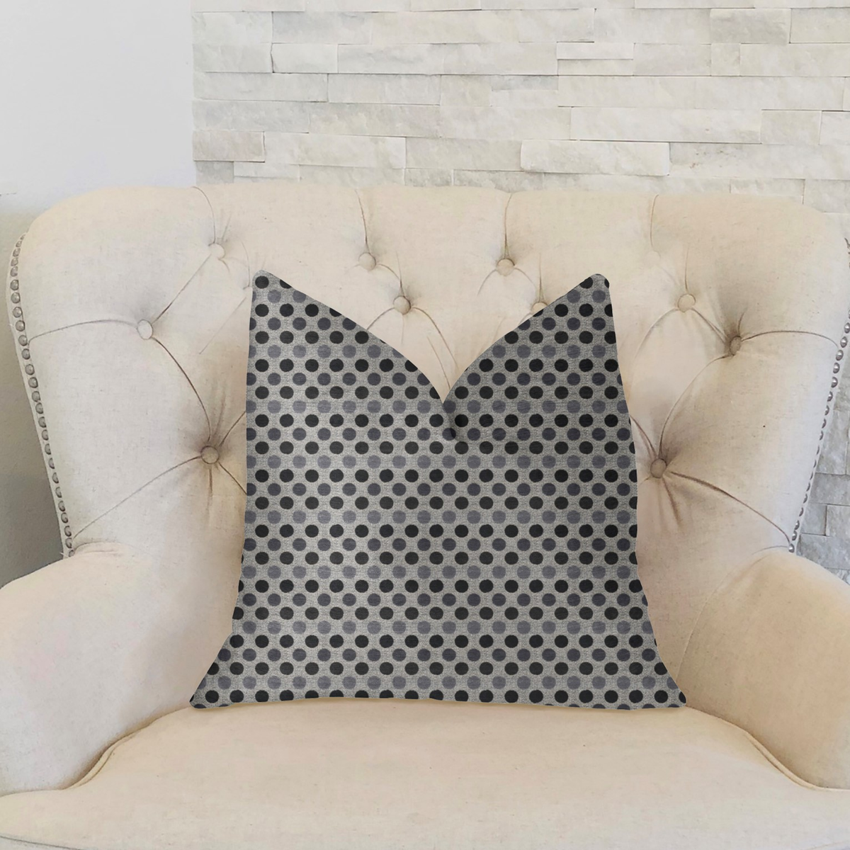 Plutus Paramount Gray and Black Luxury Throw Pillow