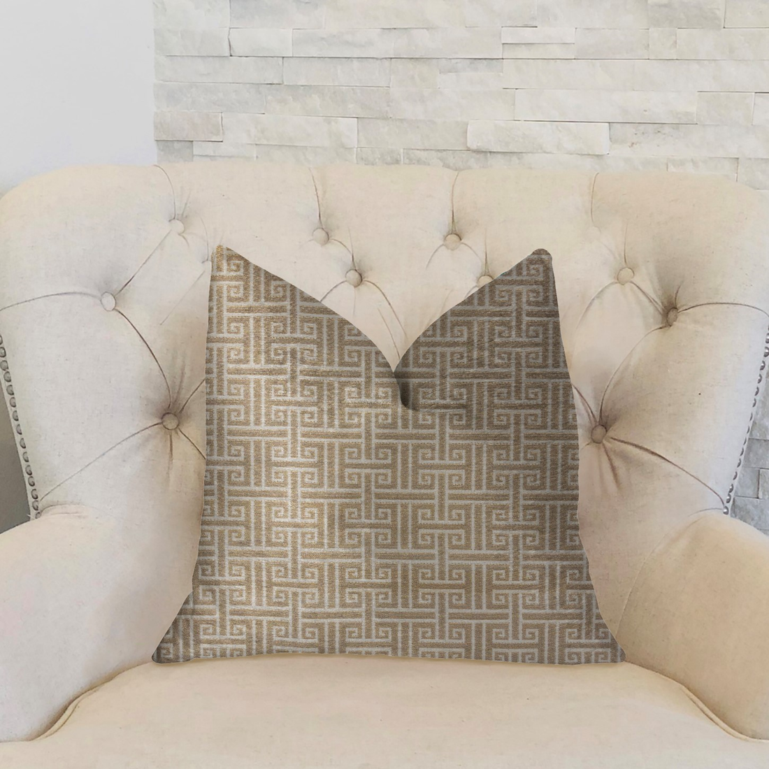 Plutus Emperor Gray and Beige Luxury Throw Pillow