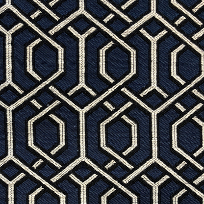Plutus Midnight Padlock Blue, Black and Beige Luxury Throw Pillow