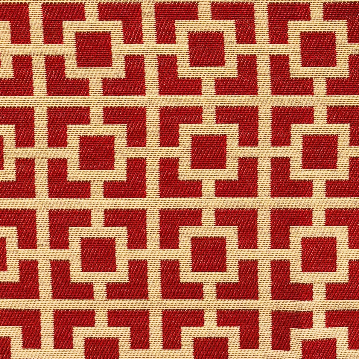 Plutus Crimson Square Red and Beige Luxury Throw Pillow