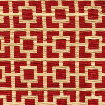 Plutus Crimson Square Red and Beige Luxury Throw Pillow