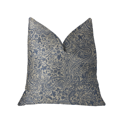 Plutus Kingston Waverly Blue and Ivory Luxury Throw Pillow