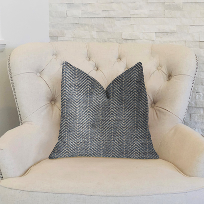 Plutus Amalfi Blue and Ivory Luxury Throw Pillow