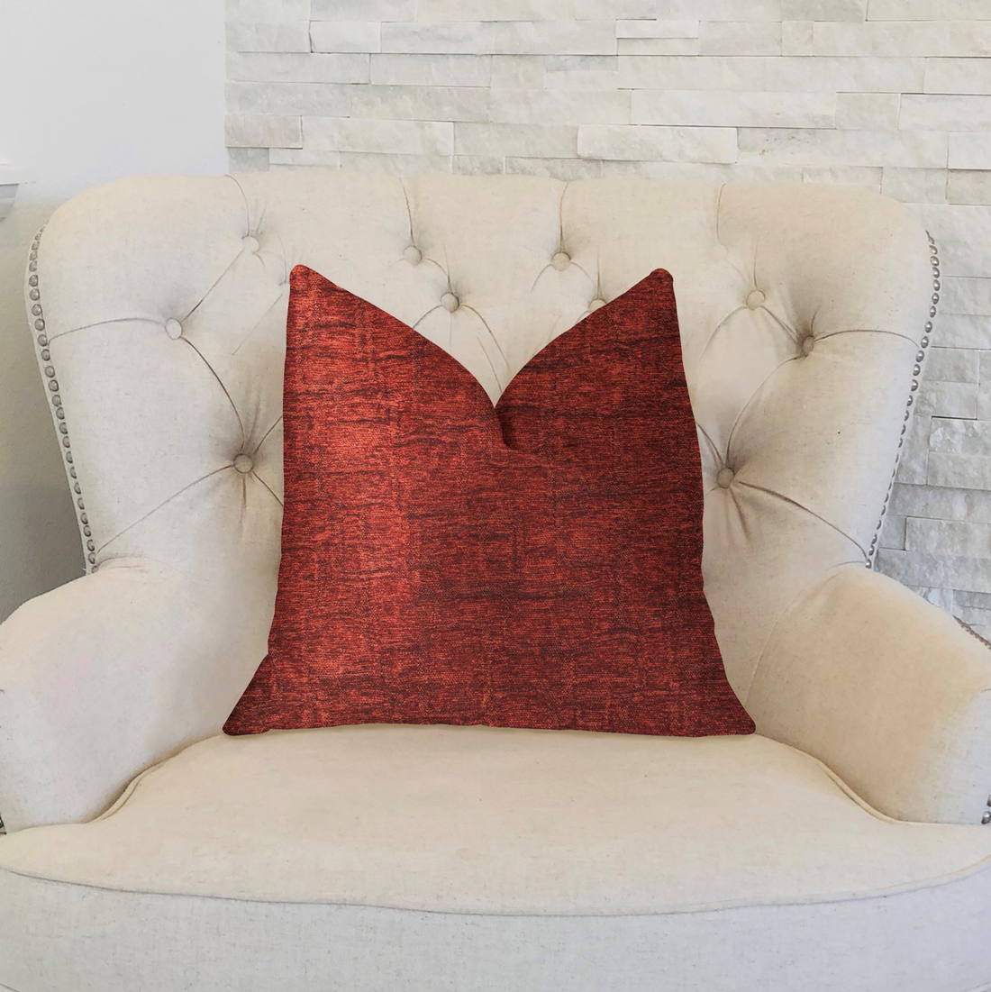Plutus Paprika Jam Burgundy Red Luxury Throw Pillow