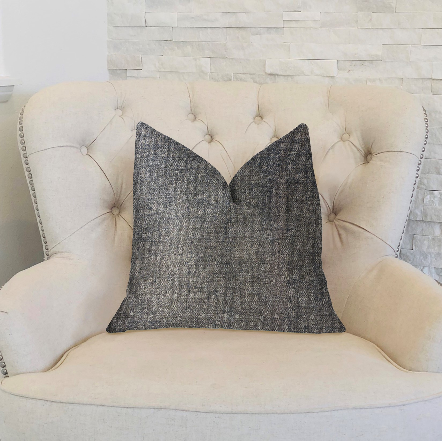 Plutus Deep Mantra Charcoal Luxury Throw Pillow