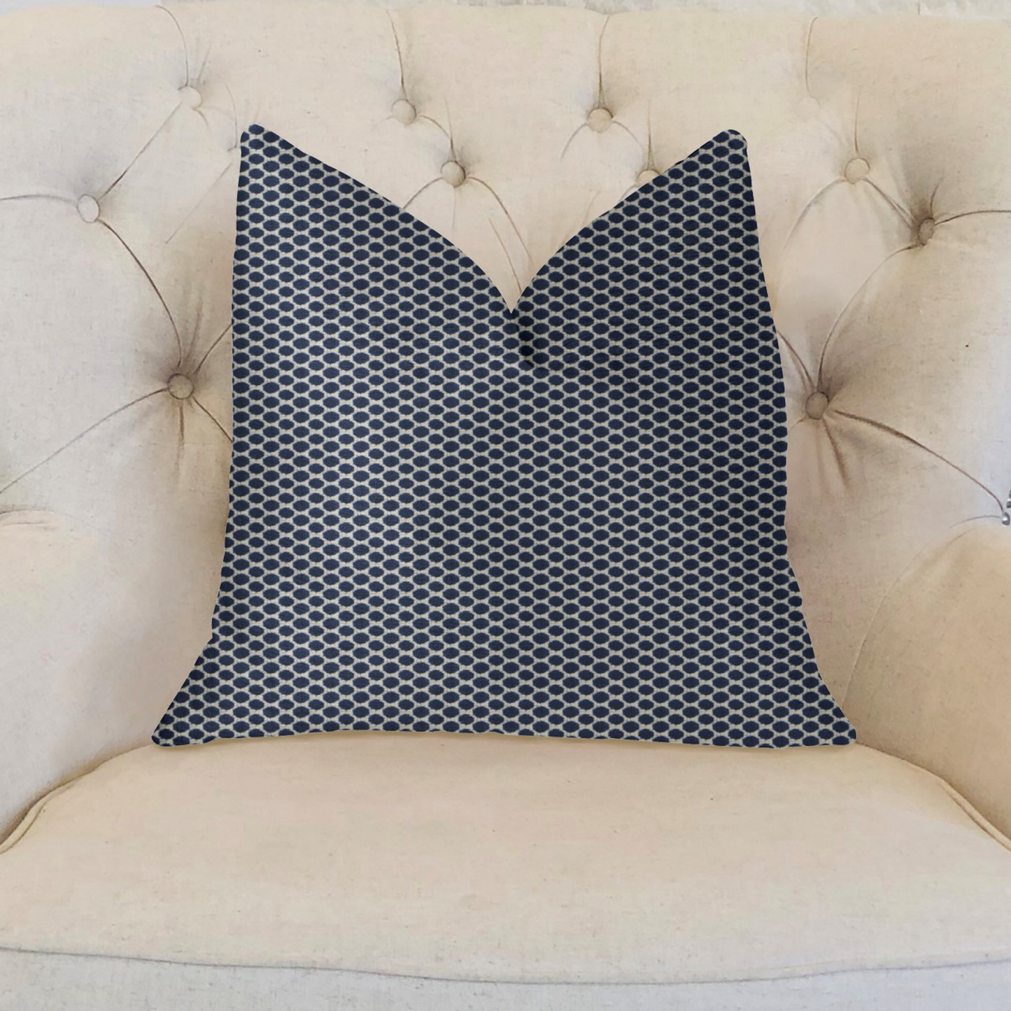 Plutus Blackwell Blue and Beige Luxury Throw Pillow