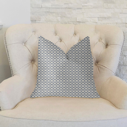Plutus Object Lens Blue and Beige Luxury Throw Pillow