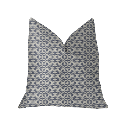 Plutus Myriad Hexagon Blue and Beige Luxury Throw Pillow