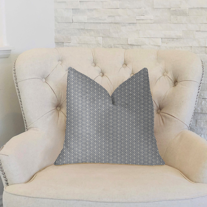 Plutus Myriad Hexagon Blue and Beige Luxury Throw Pillow