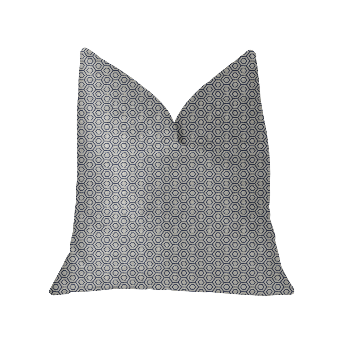 Plutus Myriad Hexagon Blue and Beige Luxury Throw Pillow