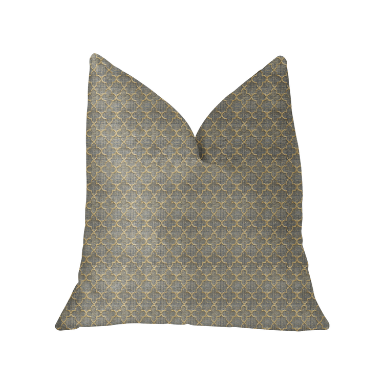 Plutus Golden Clove Blue and Beige Luxury Throw Pillow