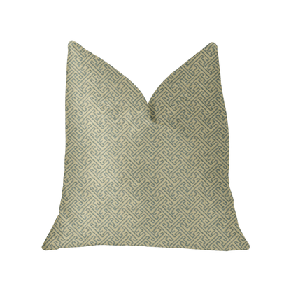 Plutus Alpine Maize Blue and Beige Luxury Throw Pillow