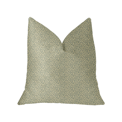Plutus Alpine Maize Blue and Beige Luxury Throw Pillow