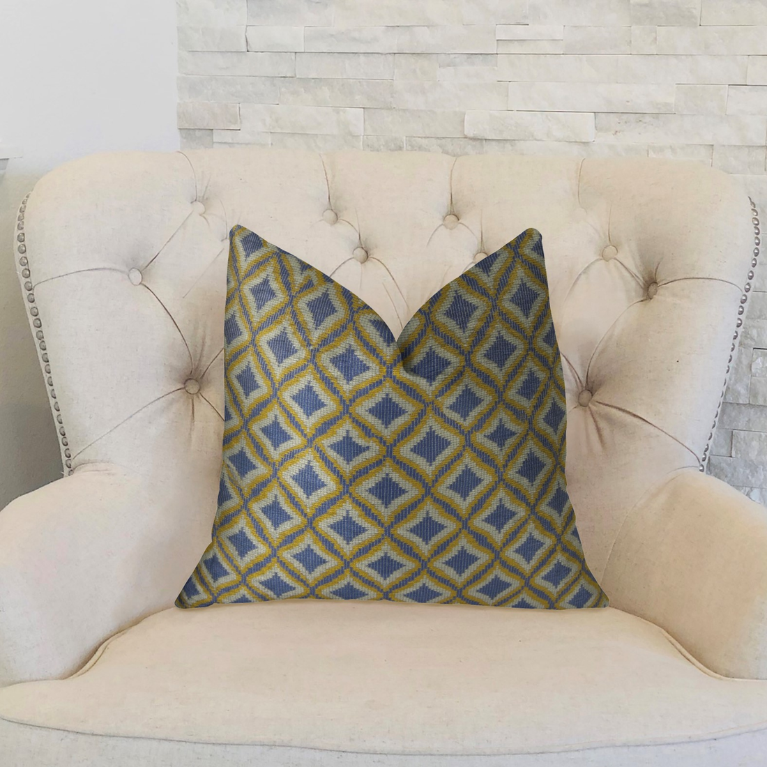 Plutus Verdana Diamond Lavender White and Yellow Luxury Pillow