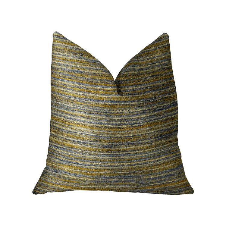 Plutus Vermont Blue and Taupe Handmade Luxury Pillow