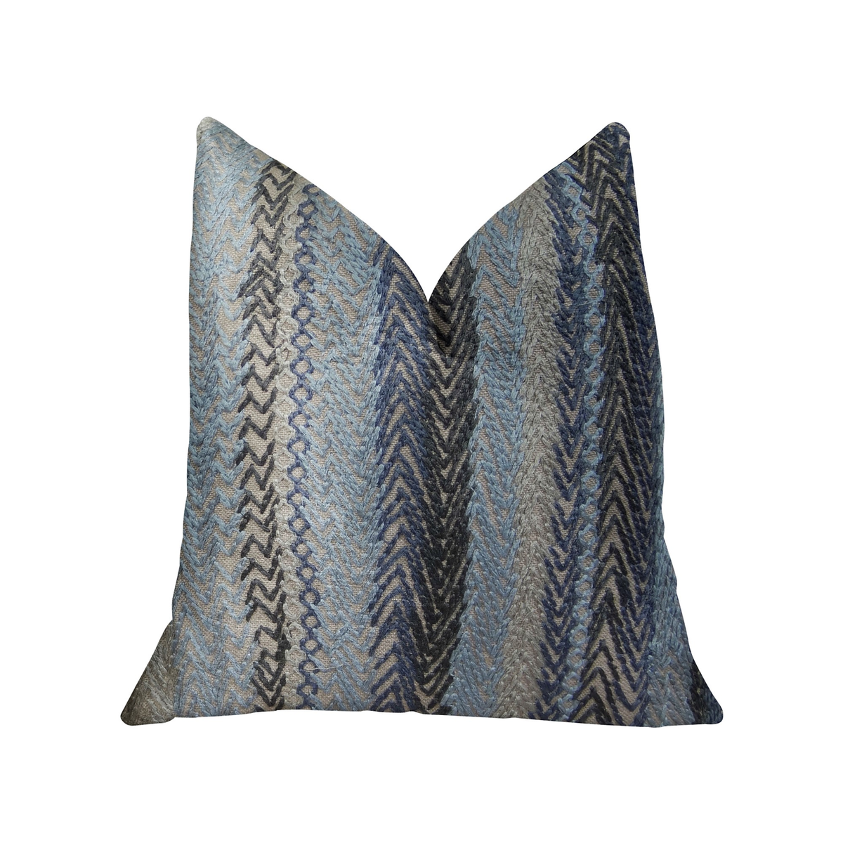 Plutus Blue Gate Gray Blue and Taupe Handmade Luxury Pillow