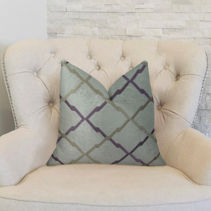 Plutus Valencia White Purple and Taupe Handmade Luxury Pillow