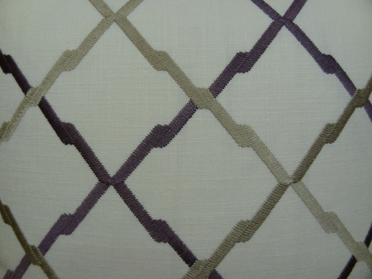 Plutus Valencia White Purple and Taupe Handmade Luxury Pillow