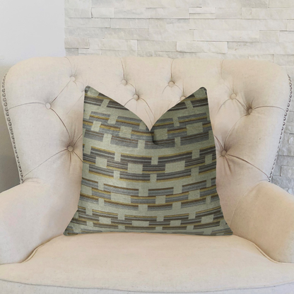 Plutus Foursquare White and Gray Handmade Luxury Pillow