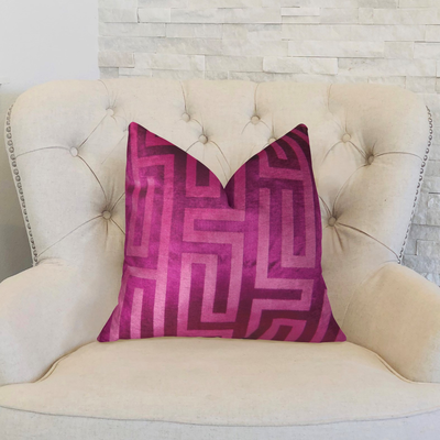Plutus Velvet Maze Fuchsia Handmade Luxury Pillow