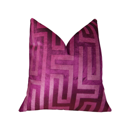Plutus Velvet Maze Fuchsia Handmade Luxury Pillow
