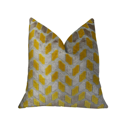 Plutus Gold Snow Copper and Taupe Handmade Luxury Pillow