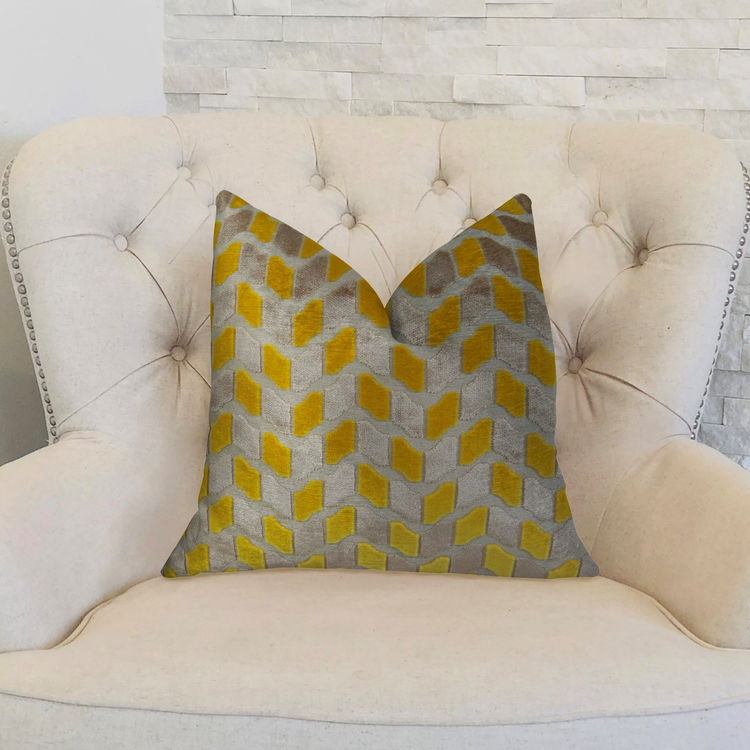 Plutus Gold Snow Copper and Taupe Handmade Luxury Pillow