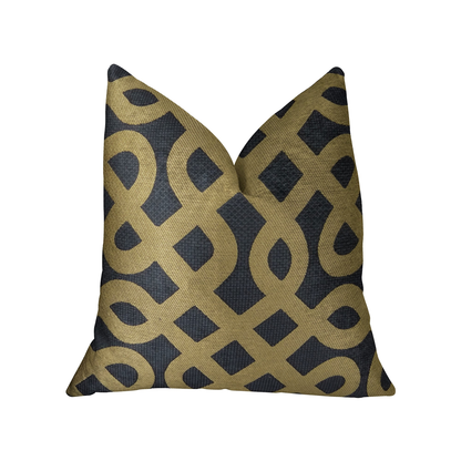 Plutus Golden Maze Black and Gold Handmade Luxury Pillow