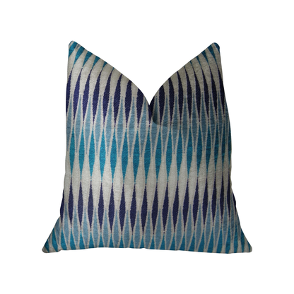 Plutus Wavering Blues Navy Blue and White Handmade Luxury Pillow