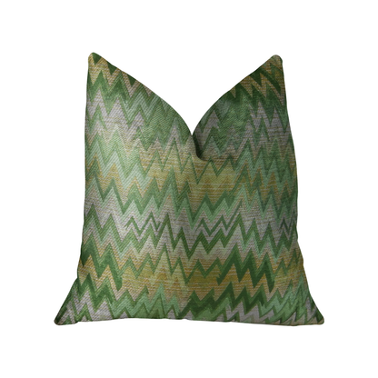 Plutus Green Fair Citrine and Taupe Handmade Luxury Pillow