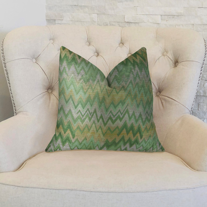 Plutus Green Fair Citrine and Taupe Handmade Luxury Pillow