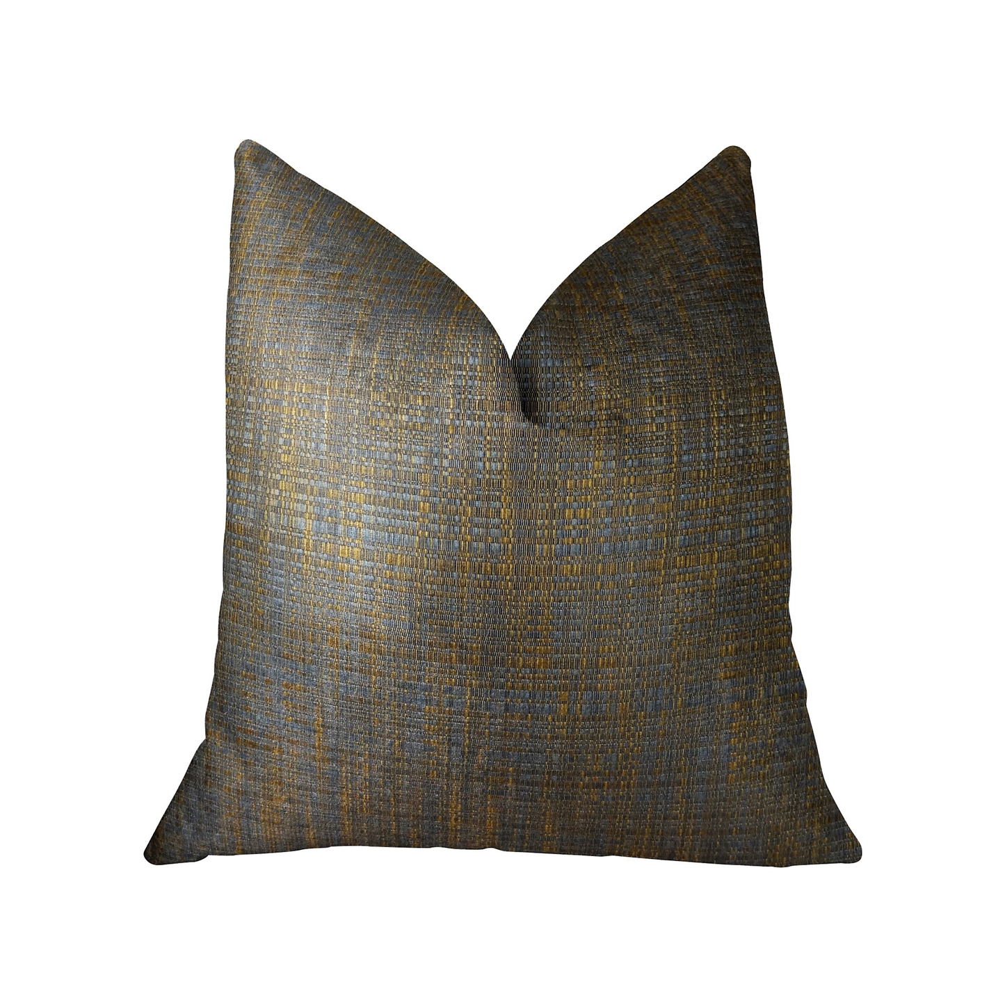 Plutus Vibrant Tazanite Blue and Brown Handmade Luxury Pillow