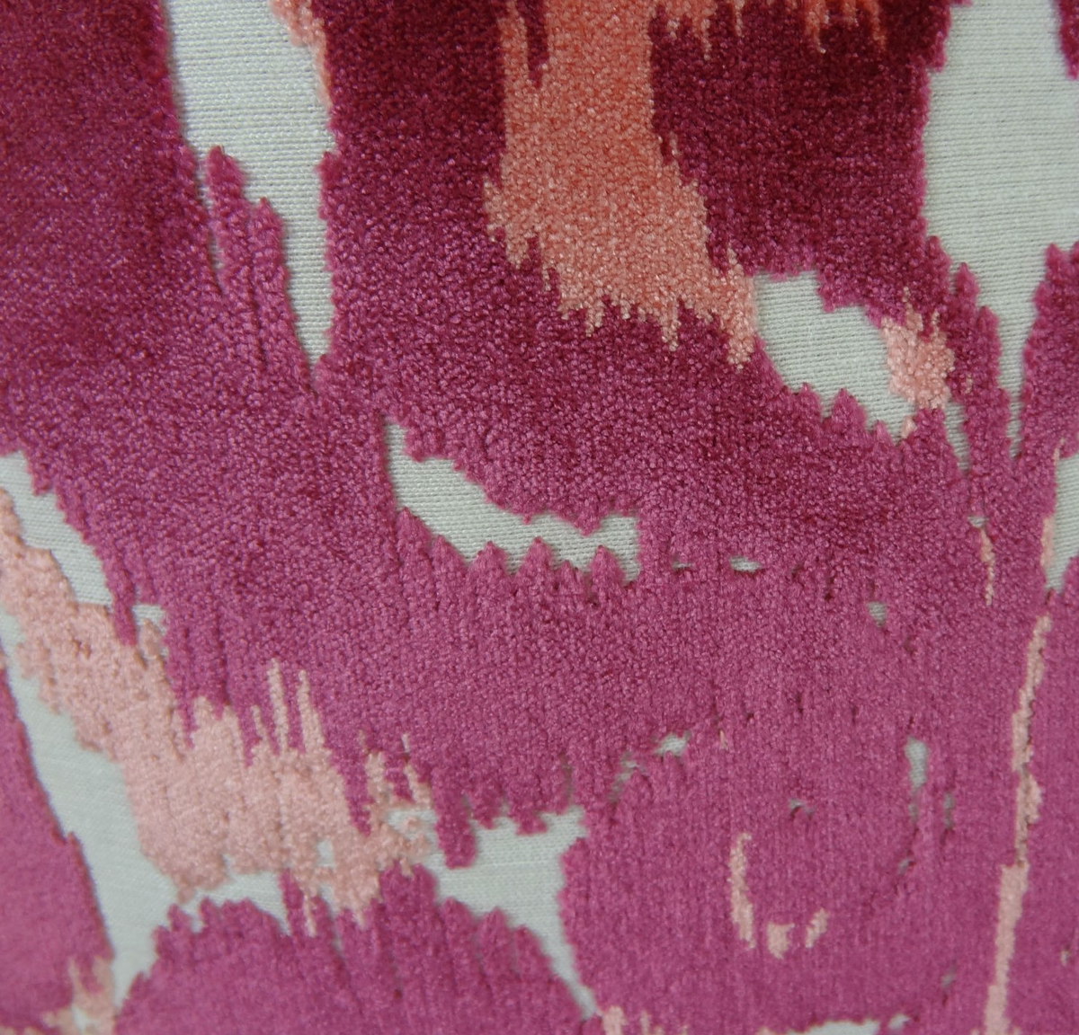 Plutus Velvet Grayce Fuchsia Coral and Cream Handmade Luxury Pillow