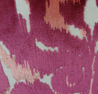 Plutus Velvet Grayce Fuchsia Coral and Cream Handmade Luxury Pillow