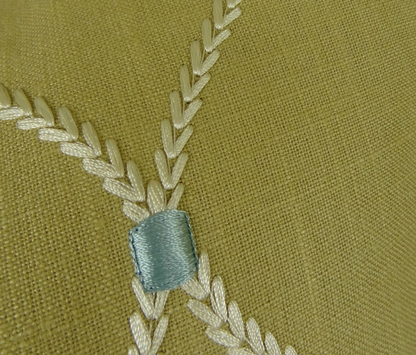 Plutus Abby Taupe White and Blue Handmade Luxury Pillow