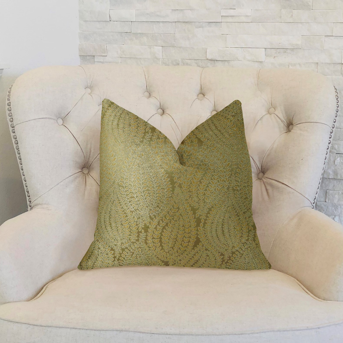 Plutus Golden Vineyard Gold Handmade Luxury Pillow