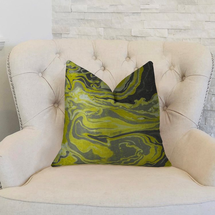 Plutus Marble Onyx Yellow Gray and Black Handmade Luxury Pillow