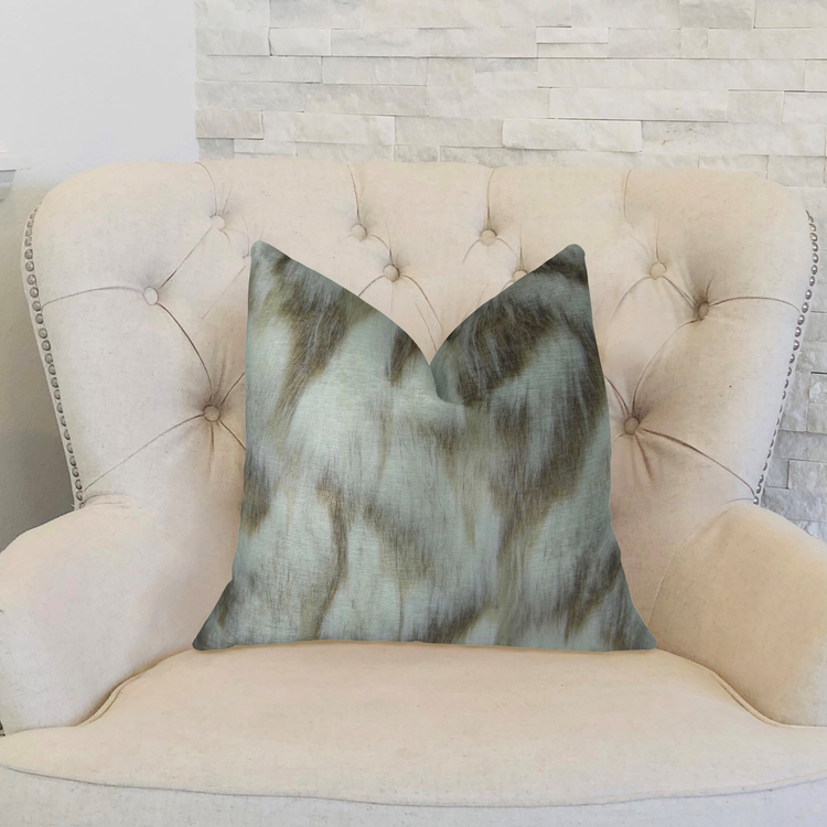 Plutus Tibet Fox Ivory Beige Faux Fur Throw Pillow