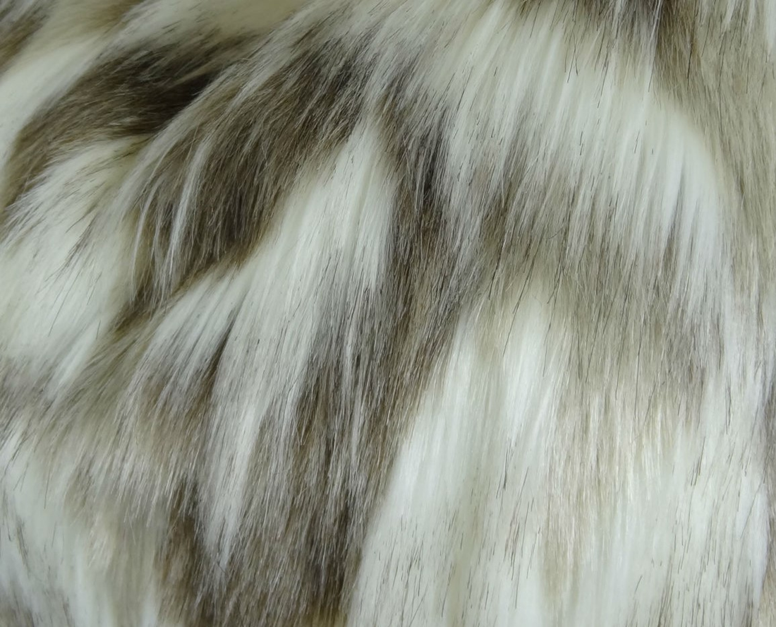 Plutus Tibet Fox Ivory Beige Faux Fur Throw Pillow