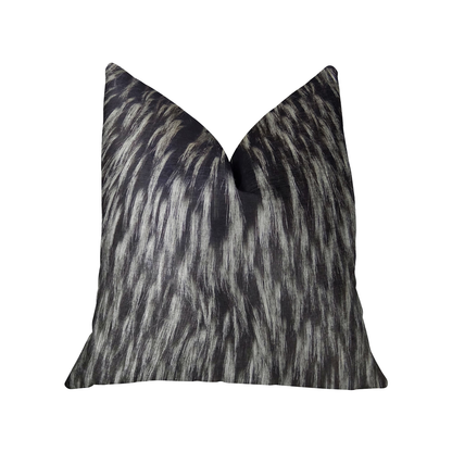 Plutus Wolf Black White Faux Fur Luxury Throw Pillow