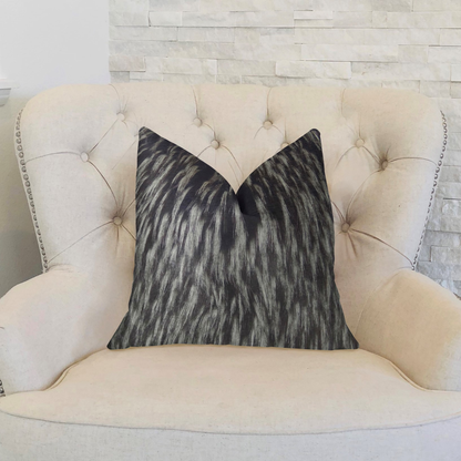 Plutus Wolf Black White Faux Fur Luxury Throw Pillow