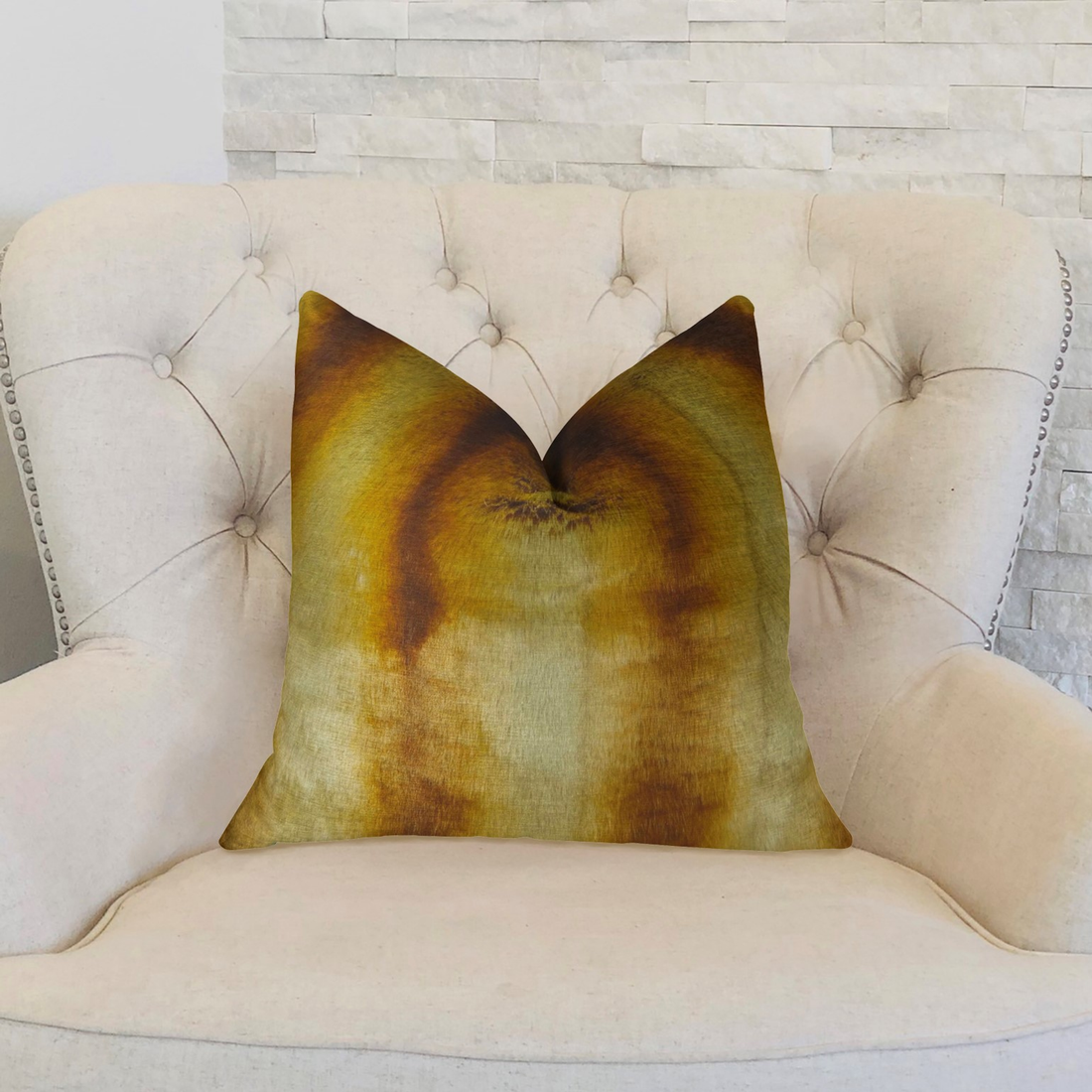 Plutus Chinchilla Gold Beige Faux Fur Throw Pillow