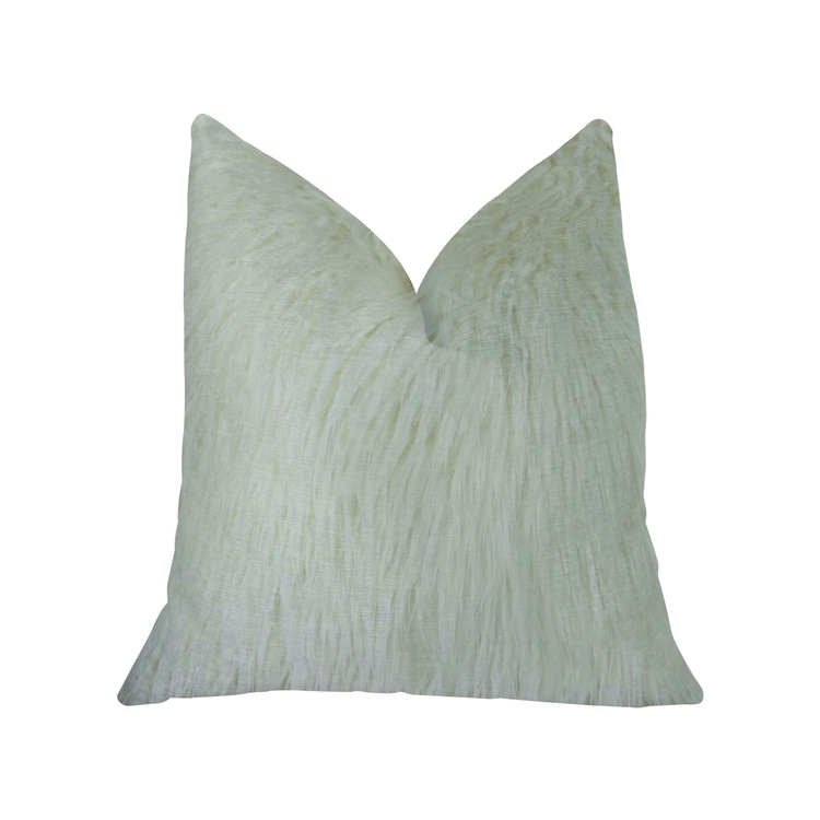 Plutus Mongolian White Faux Fur Luxury Throw Pillow